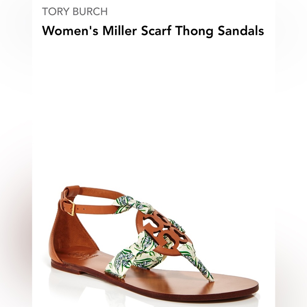 TORY BURCH Women's Miller Scarf Thong Sandals Size 8